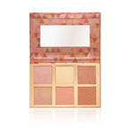Detail van de zes glinsterende tinten in het Bellapierre Glowing Palette, ideaal als highlighter en oogschaduw.