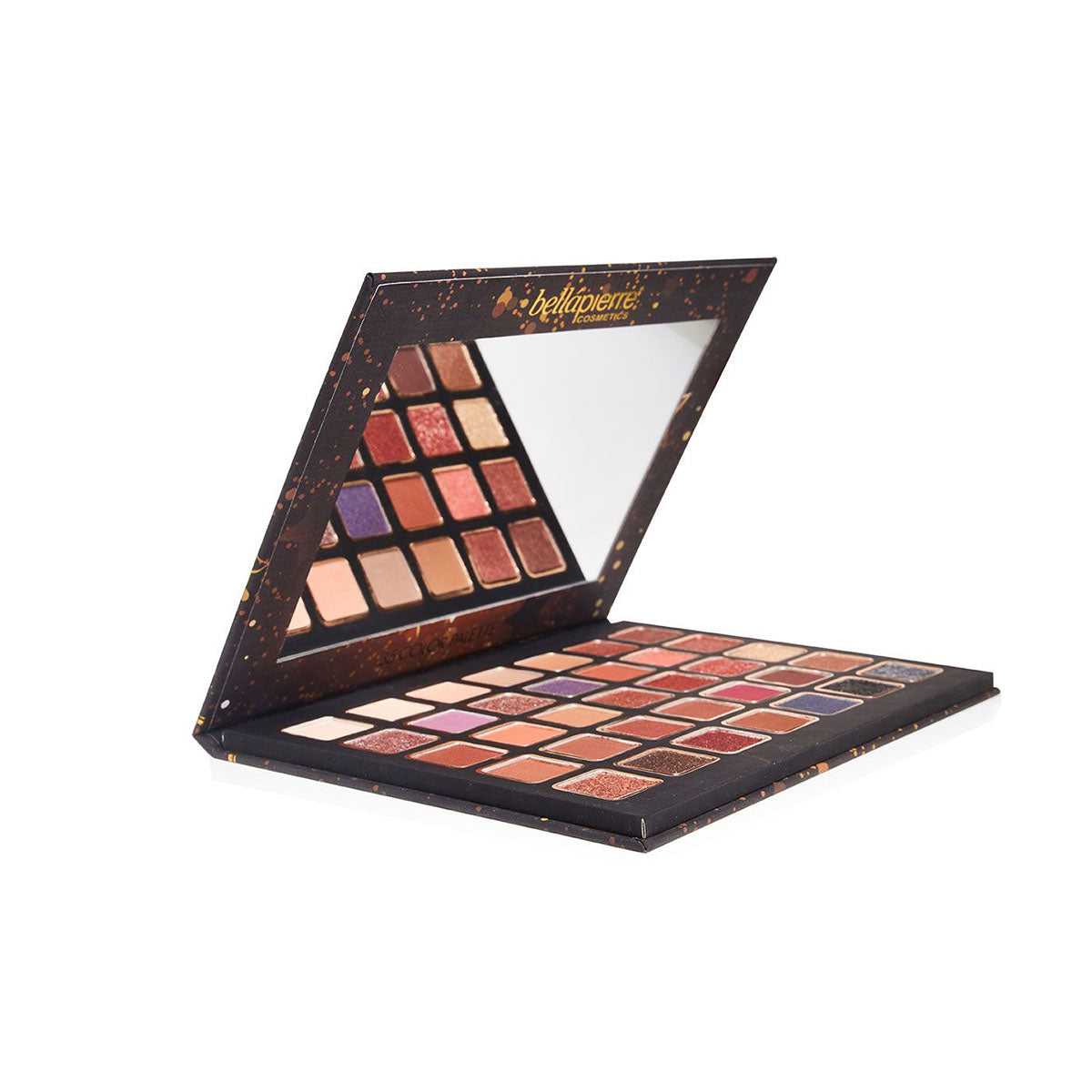 Detailfoto van de warme en koele nude tinten in het Bellapierre Ultimate Nude palette, variërend van matte finishes tot subtiele shimmers.