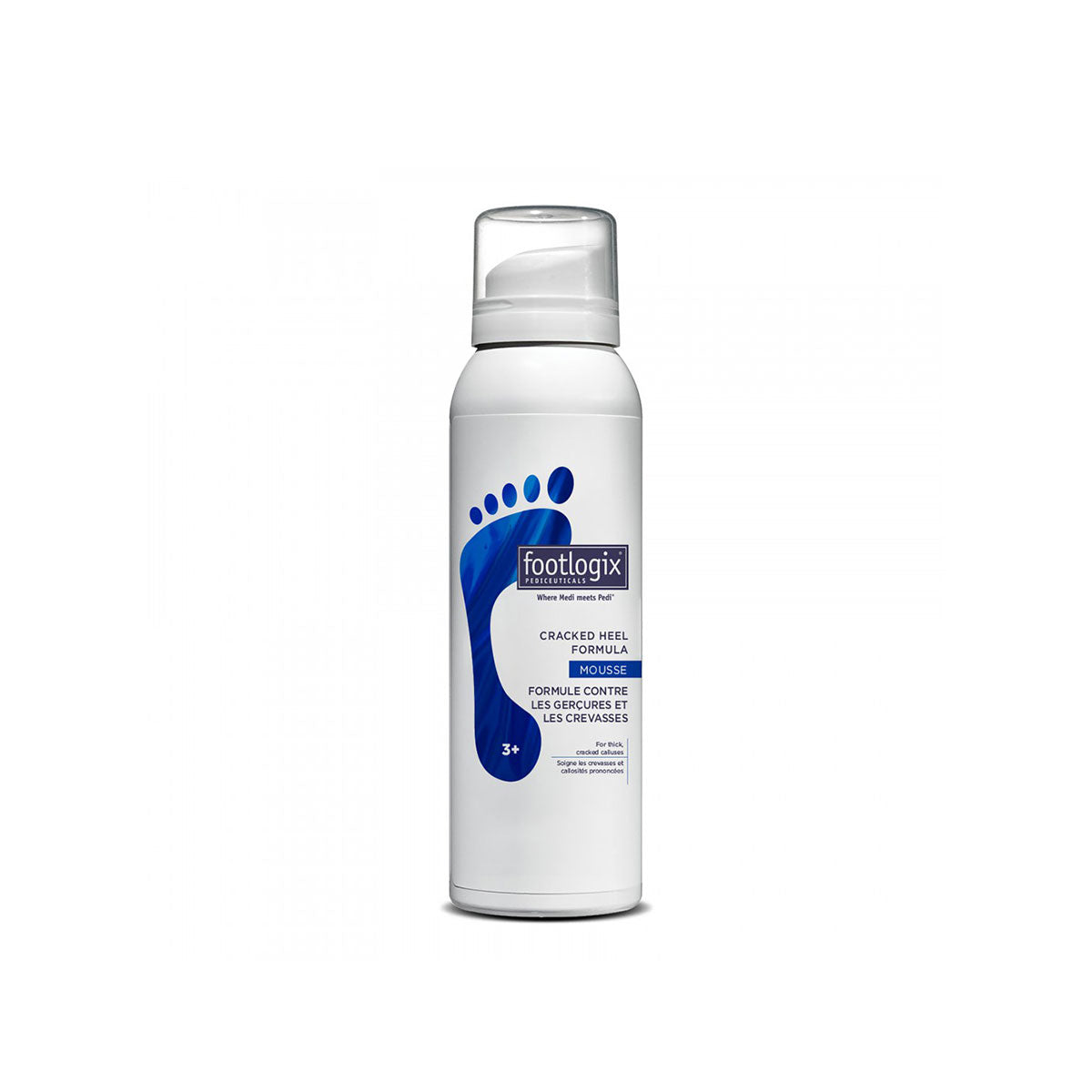 Footlogix Cracked Heel Formula voetmousse bij Schoonheidsinstituut Très Belle voor de verzorging van diepe kloven en een extreem droge huid.