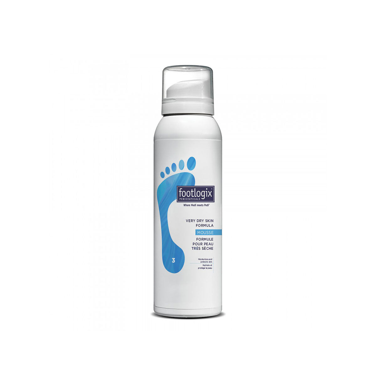 Footlogix Very Dry Skin Formula voetmousse bij Schoonheidsinstituut Très Belle voor de intensieve hydratatie van de zeer droge huid.