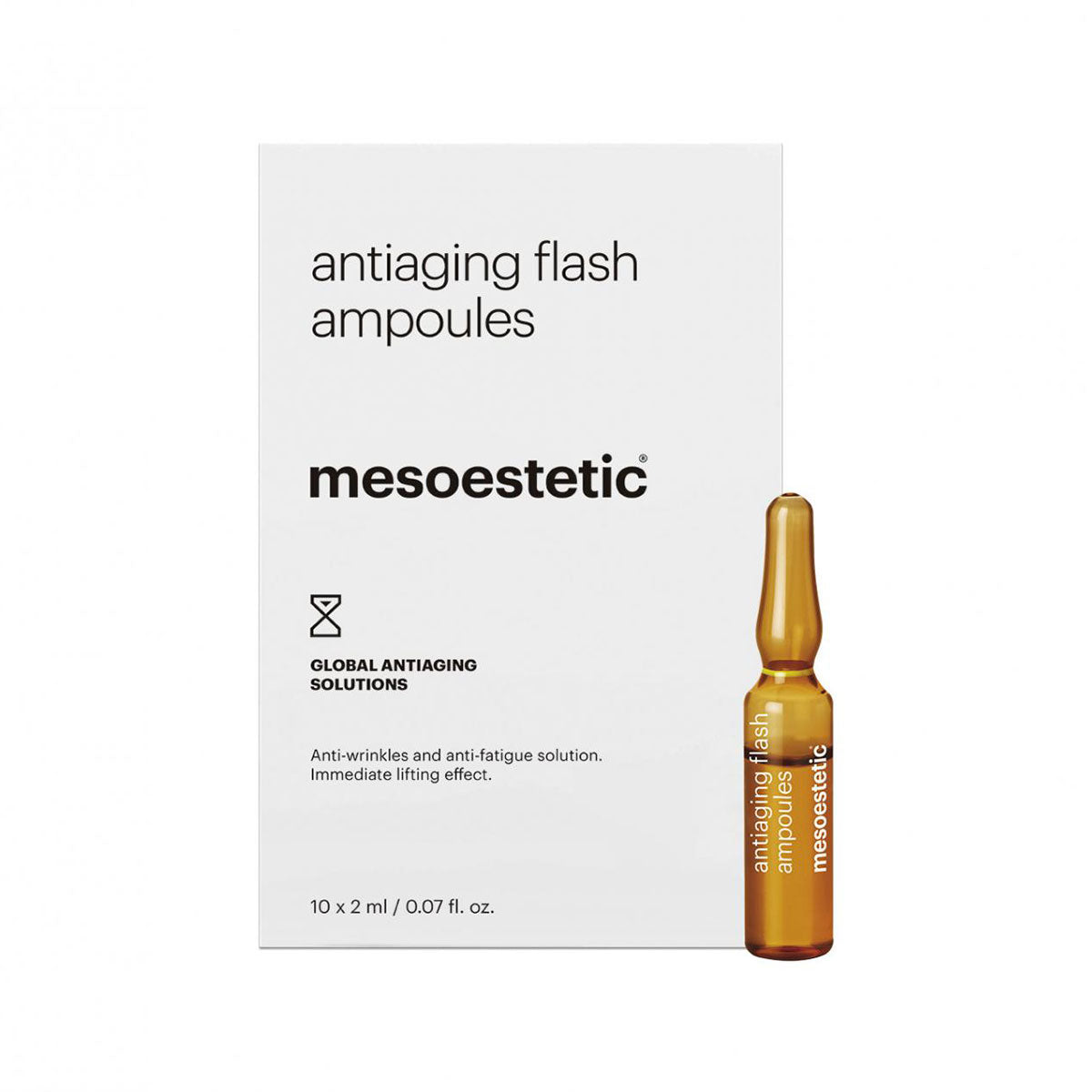 mesoestetic Anti-Aging Flash ampullen bij Schoonheidsinstituut Très Belle voor een direct liftend effect en een stralende teint.