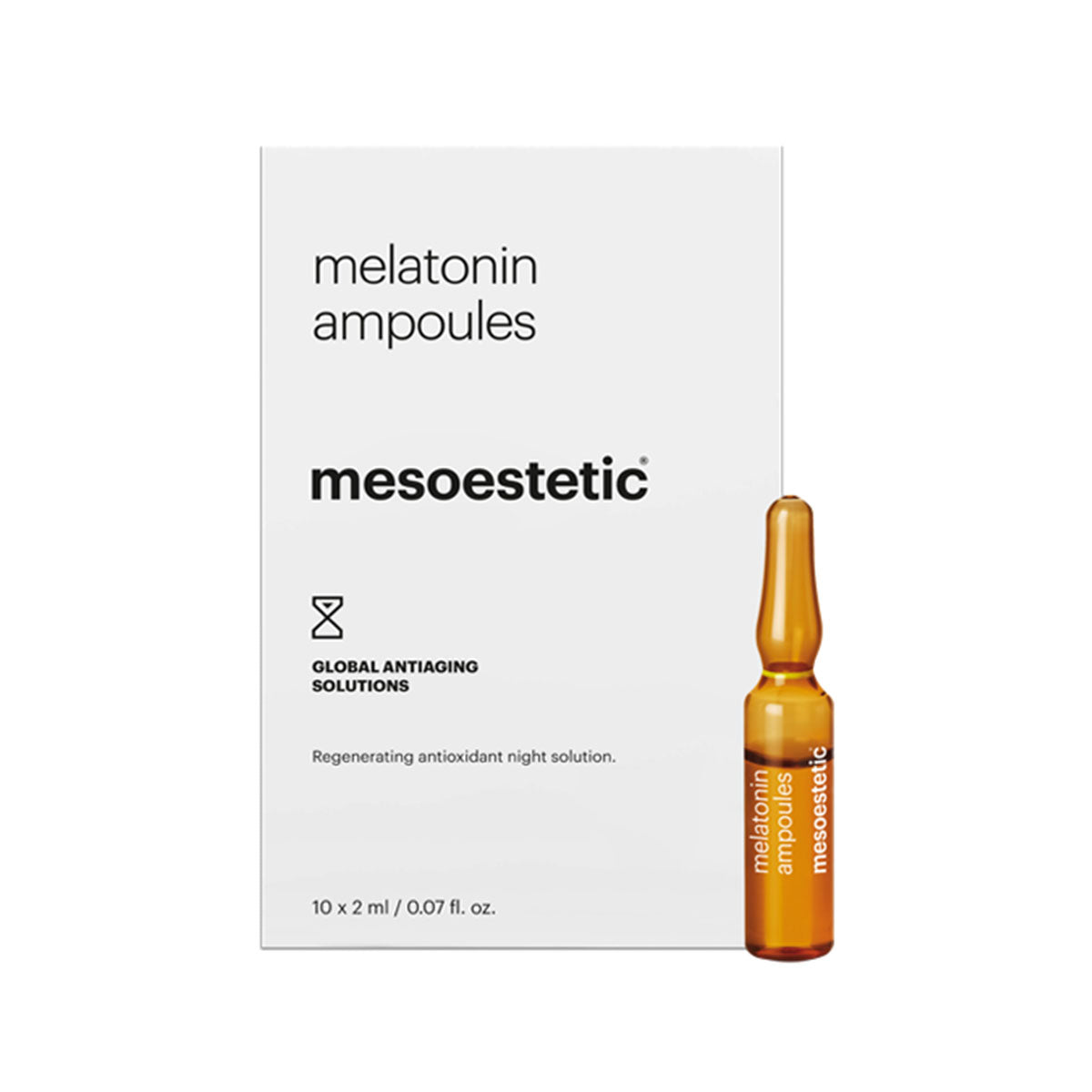 De mesoestetic Melatonin nachtampullen bij Schoonheidsinstituut Très Belle voor herstel en regeneratie tijdens de slaap.